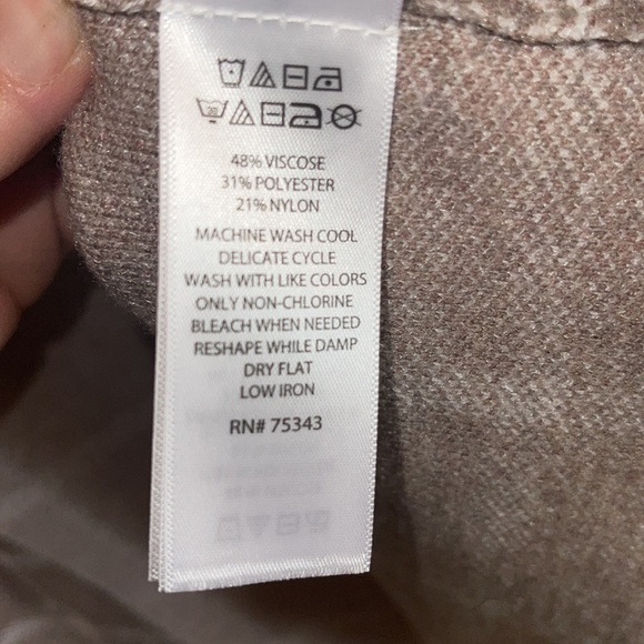 Jones & Co, Jones New York Cardigan, beige with white window-pane plaid. - Picture 9 of 10